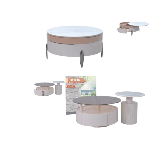2025 80CM大圓茶几/200CM電視櫃(旋轉.鋼烤 )